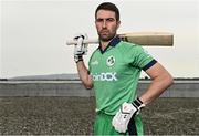 28 April 2022; Ireland captain Andrew Balbirnie stands for a portrait during the Ireland’s International Cricket Season Launch at HBV Studios in Dublin. Photo by Sam Barnes/Sportsfile