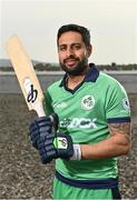 28 April 2022; Ireland cricketer Simi Singh stands for a portrait during the Ireland’s International Cricket Season Launch at HBV Studios in Dublin. Photo by Sam Barnes/Sportsfile
