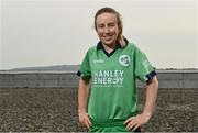 28 April 2022; Ireland cricketer Celeste Raack stands for a portrait during the Ireland’s International Cricket Season Launch at HBV Studios in Dublin. Photo by Sam Barnes/Sportsfile