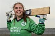 28 April 2022; Ireland cricketer Cara Murray stands for a portrait during the Ireland’s International Cricket Season Launch at HBV Studios in Dublin. Photo by Sam Barnes/Sportsfile