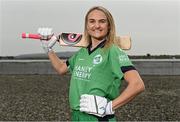 28 April 2022; Ireland cricketer Gaby Lewis stands for a portrait during the Ireland’s International Cricket Season Launch at HBV Studios in Dublin. Photo by Sam Barnes/Sportsfile