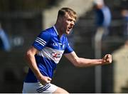 24 April 2022; Seán O’Flynn of Laois celebrates after scoring his side's second goal during the Leinster GAA Football Senior Championship Round 1 match between Wicklow and Laois at the County Grounds in Aughrim, Wicklow. Photo by Seb Daly/Sportsfile