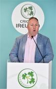 28 April 2022; Richard Holdsworth, Cricket Ireland High Performance Director, speaking during the Ireland’s International Cricket Season Launch at HBV Studios in Dublin. Photo by Sam Barnes/Sportsfile