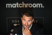 28 April 2022; Promoter Eddie Hearn during a media conference, held at the Hulu Theatre at Madison Square Garden, ahead of the undisputed lightweight championship fight between Katie Taylor and Amanda Serrano, on Saturday night at Madison Square Garden in New York, USA. Photo by Stephen McCarthy/Sportsfile