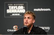 28 April 2022; Promoter Jake Paul during a media conference, held at the Hulu Theatre at Madison Square Garden, ahead of the undisputed lightweight championship fight between Katie Taylor and Amanda Serrano, on Saturday night at Madison Square Garden in New York, USA. Photo by Stephen McCarthy/Sportsfile