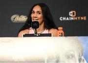 28 April 2022; Amanda Serrano during a media conference, held at the Hulu Theatre at Madison Square Garden, ahead of her undisputed lightweight championship fight with Katie Taylor, on Saturday night at Madison Square Garden in New York, USA. Photo by Stephen McCarthy/Sportsfile