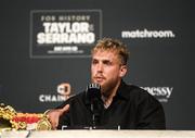 28 April 2022; Promoter Jake Paul during a media conference, held at the Hulu Theatre at Madison Square Garden, ahead of the undisputed lightweight championship fight between Katie Taylor and Amanda Serrano, on Saturday night at Madison Square Garden in New York, USA. Photo by Stephen McCarthy/Sportsfile