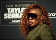 28 April 2022; Franchon Crews Dezurn during a media conference, held at the Hulu Theatre at Madison Square Garden, ahead of her undisputed super middleweight championship fight on Saturday night at Madison Square Garden in New York, USA. Photo by Stephen McCarthy/Sportsfile