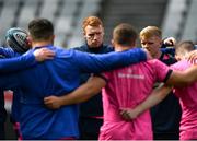 29 April 2022; Ciarán Frawley and teammates huddle during a Leinster Rugby Captain's Run at the DHL Stadium in Cape Town, South Africa. Photo by Harry Murphy/Sportsfile