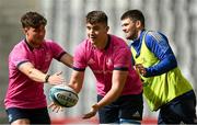 29 April 2022; Brian Deeny, centre, with Max O'Reilly and Harry Byrne during a Leinster Rugby Captain's Run at the DHL Stadium in Cape Town, South Africa. Photo by Harry Murphy/Sportsfile
