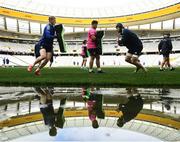 29 April 2022; Jamie Osborne, Thomas Clarkson and Jack Dunne during a Leinster Rugby Captain's Run at the DHL Stadium in Cape Town, South Africa. Photo by Harry Murphy/Sportsfile