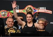 29 April 2022; Katie Taylor during the weigh-in, at Hulu Theatre at Madison Square Garden, ahead of her undisputed lightweight championship fight with Amanda Serrano, on Saturday night at Madison Square Garden in New York, USA. Photo by Stephen McCarthy/Sportsfile