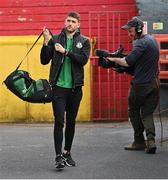 29 April 2022; Lee Grace of Shamrock Rovers arrives for the SSE Airtricity League Premier Division match between Sligo Rovers and Shamrock Rovers at The Showgrounds in Sligo. Photo by Piaras Ó Mídheach/Sportsfile