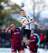 29 April 2022; Darragh Leahy of Dundalk in action against Georgie Poynton of Drogheda United during the SSE Airtricity League Premier Division match between Dundalk and Drogheda United at Oriel Park in Dundalk, Louth. Photo by Michael P Ryan/Sportsfile