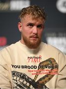 29 April 2022; Promoter Jake Paul during the weigh-ins, held at Hulu Theatre at Madison Square Garden, ahead of the undisputed lightweight championship fight between Katie Taylor and Amanda Serrano, on Saturday night at Madison Square Garden in New York, USA. Photo by Stephen McCarthy/Sportsfile