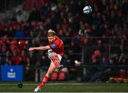 29 April 2022; Ben Healy of Munster kicks a penalty during the United Rugby Championship match between Munster and Cardiff at Musgrave Park in Cork. Photo by Sam Barnes/Sportsfile