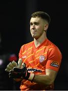 29 April 2022; Derry City goalkeeper Brian Maher after his side's victory in the SSE Airtricity League Premier Division match between St Patrick's Athletic and Derry City at Richmond Park in Dublin. Photo by Seb Daly/Sportsfile