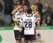 29 April 2022; John Martin of Dundalk, centre, celebrates after scoring his side's fourth goal with team-mates during the SSE Airtricity League Premier Division match between Dundalk and Drogheda United at Oriel Park in Dundalk, Louth. Photo by Michael P Ryan/Sportsfile