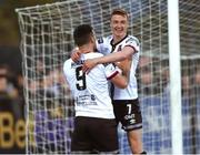 29 April 2022; Patrick Hoban of Dundalk celebrates after scoring his side's third goal with teammate Daniel Kelly during the SSE Airtricity League Premier Division match between Dundalk and Drogheda United at Oriel Park in Dundalk, Louth. Photo by Michael P Ryan/Sportsfile
