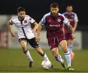 29 April 2022; Gary Deegan of Drogheda United in action against Joe Adams of Dundalk during the SSE Airtricity League Premier Division match between Dundalk and Drogheda United at Oriel Park in Dundalk, Louth. Photo by Michael P Ryan/Sportsfile