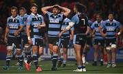 29 April 2022; Cardiff Blues players, including Kirby Myhill, centre, dejected after conceding a try during the United Rugby Championship match between Munster and Cardiff at Musgrave Park in Cork. Photo by Sam Barnes/Sportsfile