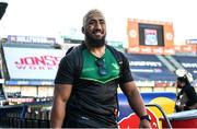 30 April 2022; Bundee Aki of Connacht arrives before the United Rugby Championship match between Cell C Sharks and Connacht at Hollywoodbets Kings Park Stadium in Durban, South Africa. Photo by Darren Stewart/Sportsfile