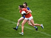 30 April 2022; Aimee Mackin of Armagh in action against Lauren Garland of Monaghan during the Ulster Ladies Senior Football Championship Semi-Final match between Monaghan and Armagh at St Tiernach’s Park in Clones, Monaghan. Photo by David Fitzgerald/Sportsfile