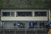 30 April 2022; Spectators take shelter during the Ulster Ladies Senior Football Championship Semi-Final match between Monaghan and Armagh at St Tiernach’s Park in Clones, Monaghan. Photo by David Fitzgerald/Sportsfile