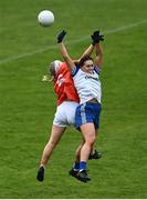 30 April 2022; Emma Clerkin of Monaghan in action against Lauren McConville of Armagh during the Ulster Ladies Senior Football Championship Semi-Final match between Monaghan and Armagh at St Tiernach’s Park in Clones, Monaghan. Photo by David Fitzgerald/Sportsfile