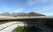 30 April 2022; A general view inside the stadium and a view of Table Mountain before the United Rugby Championship match between DHL Stormers and Leinster at the DHL Stadium in Cape Town, South Africa. Photo by Harry Murphy/Sportsfile