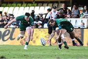 30 April 2022; Tom Daly of Connacht and Tom Farrell of Connacht during the United Rugby Championship match between Cell C Sharks and Connacht at Hollywoodbets Kings Park Stadium in Durban, South Africa. Photo by Darren Stewart/Sportsfile