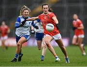 30 April 2022; Aimee Mackin of Armagh in action against Uainín Connolly of Monaghan during the Ulster Ladies Senior Football Championship Semi-Final match between Monaghan and Armagh at St Tiernach’s Park in Clones, Monaghan. Photo by David Fitzgerald/Sportsfile