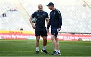 30 April 2022; Leinster captain Rhys Ruddock and Leinster head coach Leo Cullen before the United Rugby Championship match between DHL Stormers and Leinster at the DHL Stadium in Cape Town, South Africa. Photo by Harry Murphy/Sportsfile