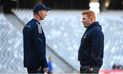 30 April 2022; Leinster head coach Leo Cullen speaks with DHL Stormers captain Steven Kitshoff before the United Rugby Championship match between DHL Stormers and Leinster at the DHL Stadium in Cape Town, South Africa. Photo by Harry Murphy/Sportsfile