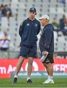 30 April 2022; Leinster head coach Leo Cullen speaks with DHL Stormers head coach John Dobson before the United Rugby Championship match between DHL Stormers and Leinster at the DHL Stadium in Cape Town, South Africa. Photo by Harry Murphy/Sportsfile