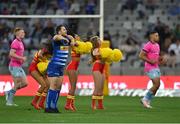 30 April 2022; DHL Stormers dancers perform as Leinster players warmup before the United Rugby Championship match between DHL Stormers and Leinster at the DHL Stadium in Cape Town, South Africa. Photo by Harry Murphy/Sportsfile