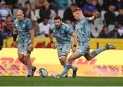 30 April 2022; Ciarán Frawley of Leinster kicks a penalty during the United Rugby Championship match between DHL Stormers and Leinster at the DHL Stadium in Cape Town, South Africa. Photo by Harry Murphy/Sportsfile