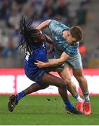 30 April 2022; Seabelo Senatla of DHL Stormers is tackled by Rob Russell of Leinster during the United Rugby Championship match between DHL Stormers and Leinster at the DHL Stadium in Cape Town, South Africa. Photo by Harry Murphy/Sportsfile
