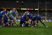30 April 2022; Ed Byrne of Leinster on his way to scoring his side's first try during the United Rugby Championship match between DHL Stormers and Leinster at the DHL Stadium in Cape Town, South Africa. Photo by Harry Murphy/Sportsfile