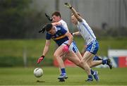 30 April 2022; Sean O'Connor of Tipperary in action against Michael Curry, behind, and Michael Kiely of Waterford during the Munster GAA Senior Football Championship Quarter-Final match between Waterford and Tipperary at Fraher Field in Dungarvan, Waterford. Photo by Seb Daly/Sportsfile