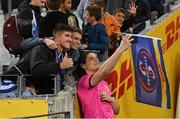 30 April 2022; Alex Soroka of Leinster takes a selfie with supporters after the United Rugby Championship match between DHL Stormers and Leinster at the DHL Stadium in Cape Town, South Africa. Photo by Harry Murphy/Sportsfile