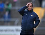 30 April 2022; Clare manager Colm Collins reacts during the Munster GAA Senior Football Championship Quarter-Final match between Clare and Limerick at Cusack Park in Ennis, Clare. Photo by Piaras Ó Mídheach/Sportsfile