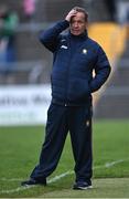 30 April 2022; Clare manager Colm Collins reacts during the Munster GAA Senior Football Championship Quarter-Final match between Clare and Limerick at Cusack Park in Ennis, Clare. Photo by Piaras Ó Mídheach/Sportsfile