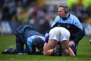 30 April 2022; The Dublin doctor Dermot Smith and physiotherapist James Allen, right, attend to Wexford's Liam Coleman during the Leinster GAA Football Senior Championship Quarter-Final match between Wexford and Dublin at Chadwicks Wexford Park in Wexford. Photo by Ray McManus/Sportsfile