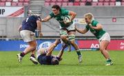 30 April 2022; Nichola Fryda of Ireland in action against Molly Wright of Scotland during the Tik Tok Women's Six Nations Rugby Championship match between Ireland and Scotland at Kingspan Stadium in Belfast. Photo by John Dickson/Sportsfile