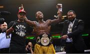 30 April 2022; Austin Williams with his team after winning the vacant WBA continental americas middleweight title fight with Chordale Booker at Madison Square Garden in New York, USA. Photo by Stephen McCarthy/Sportsfile