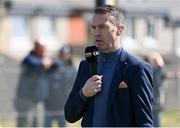 23 April 2022; BBC Sport NI analyst Oisin McConville during the Ulster GAA Football Senior Championship Quarter-Final match between Antrim and Cavan at Corrigan Park in Belfast. Photo by Ramsey Cardy/Sportsfile