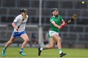 27 April 2022; Ethan Hurley of Limerick in action against Aaron Ryan of Waterford during the oneills.com Munster GAA Hurling U20 Championship Semi-Final match between Limerick and Waterford at TUS Gaelic Grounds in Limerick, Ireland. Photo by Michael P Ryan/Sportsfile
