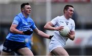 28 April 2022; Luke Killian of Kildare and Adam Waddick of Dublin during the EirGrid Leinster GAA Football U20 Championship Final match between Dublin and Kildare at MW Hire O'Moore Park in Portlaoise, Laois. Photo by Ben McShane/Sportsfile