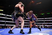 30 April 2022; Franchon Crews Dezurn, right, and Elin Cederroos during their undisputed super middleweight championship fight at Madison Square Garden in New York, USA. Photo by Stephen McCarthy/Sportsfile